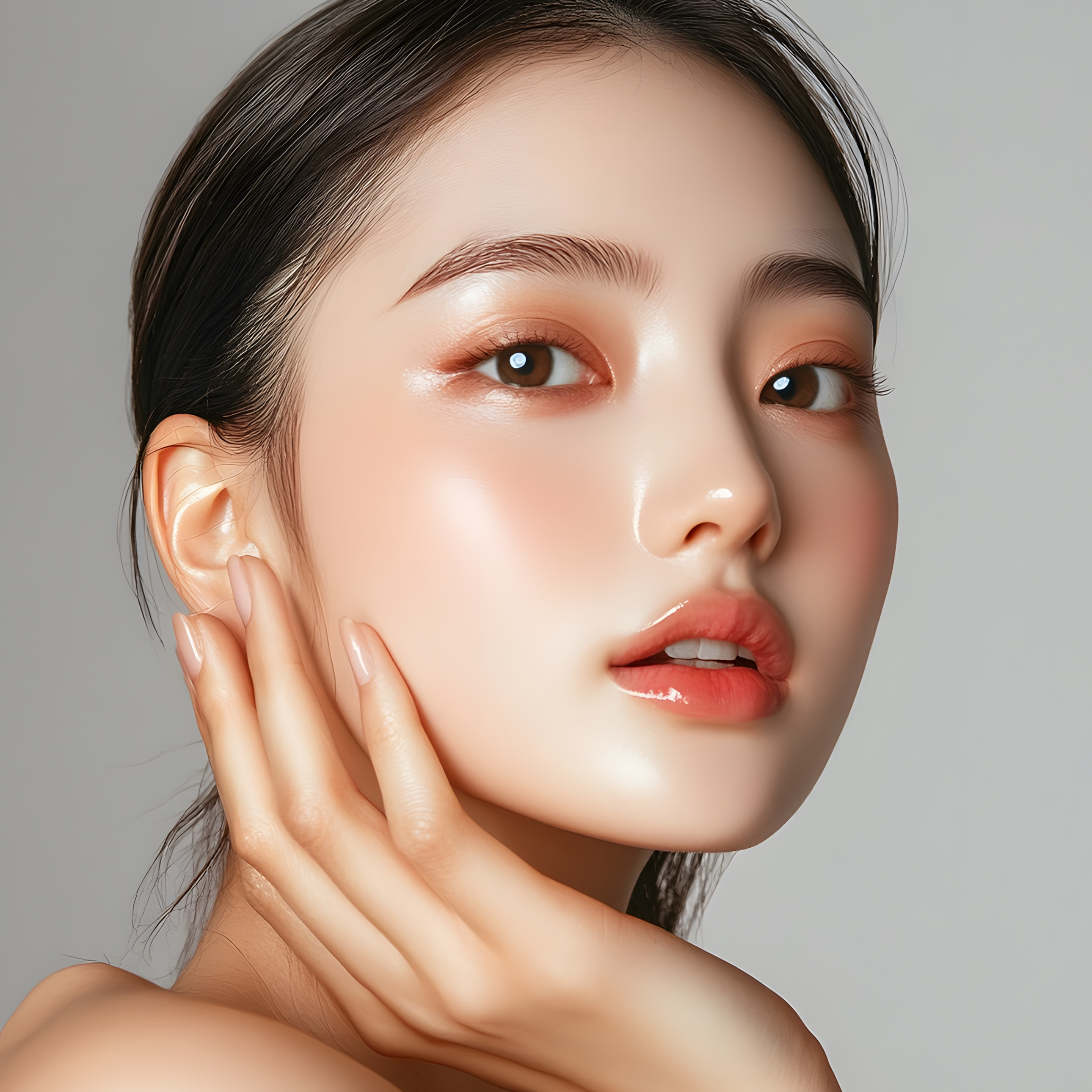 Model with V-line achieved through contour tox jawline slimming injection