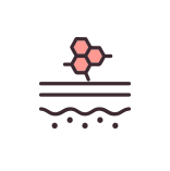 Icon explaining Legato2 effects - scar reduction, pore tightening, wrinkle smoothing, skin regeneration, and stretch mark improvement