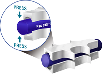 Press molding structure proving high tensile strength and fixation of Mint thread lifting